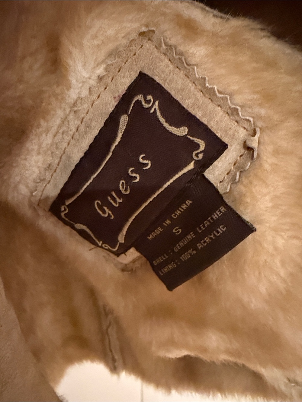 Vintage Y2K Guess Genuine Leather Suede and Faux Fur "Penny Lane" style jacket - Picture 4 of 4